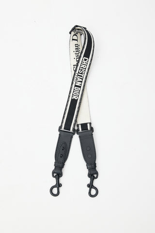 Dior Black 
Cream Logo Canvas Shoulder Strap