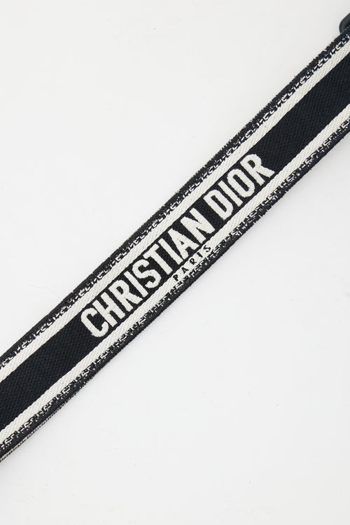 Dior Black 
Cream Logo Canvas Shoulder Strap