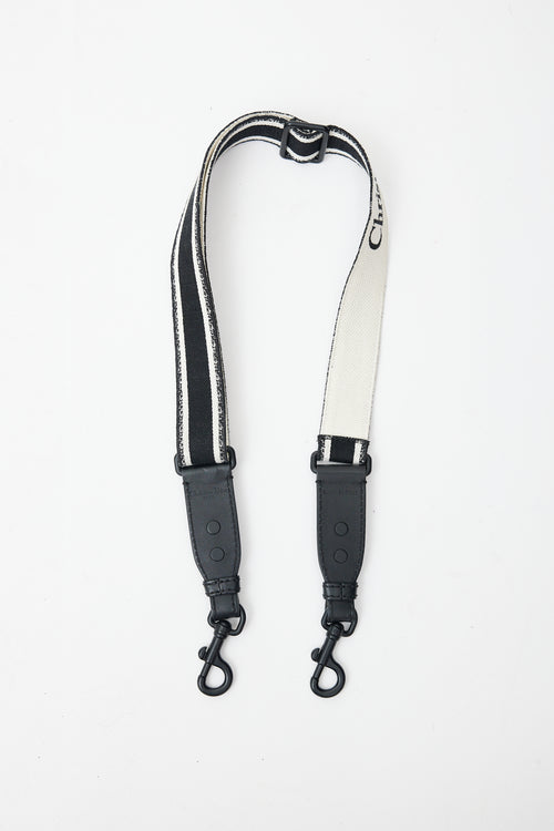 Dior Black 
Cream Logo Canvas Shoulder Strap