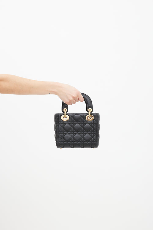 Dior Black 
Gold Mini Lady Dior Bag