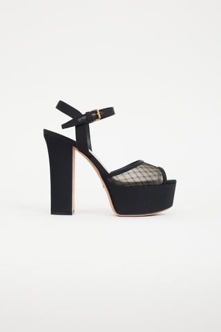 Dior Black Goldendior Mesh Platform Heel