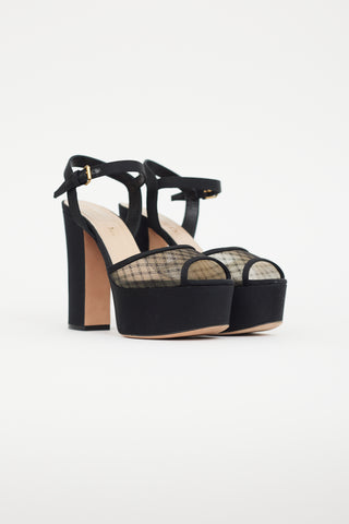 Dior Black Goldendior Mesh Platform Heel