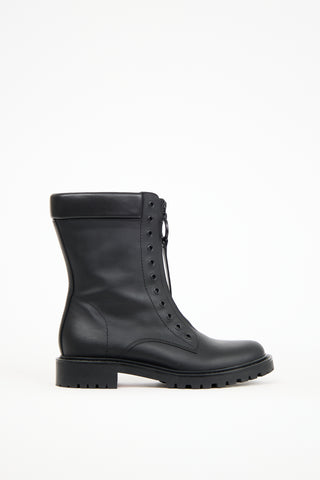 Dior Black Leather Bold Combat Boot