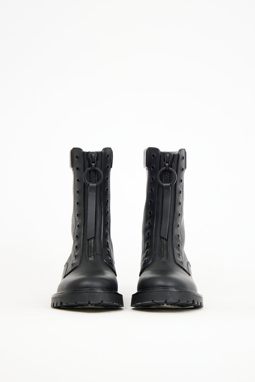 Dior Black Leather Bold Combat Boot