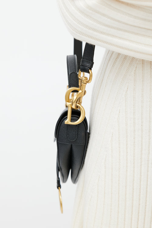 Dior Black Leather Mini Saddle Bag