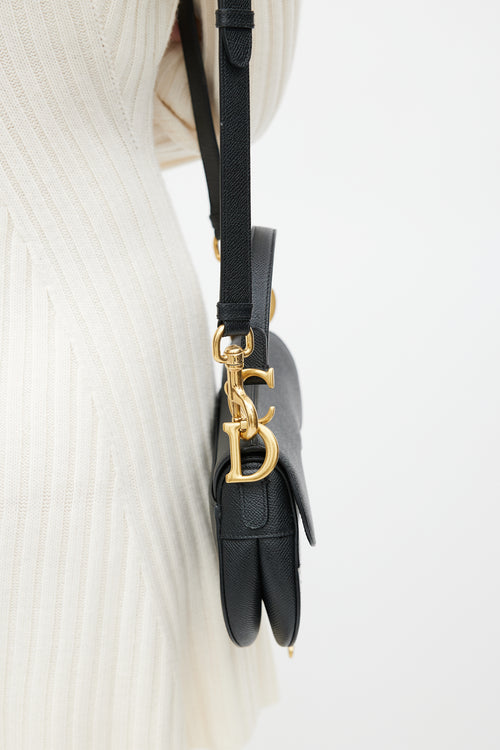 Dior Black Leather Mini Saddle Bag