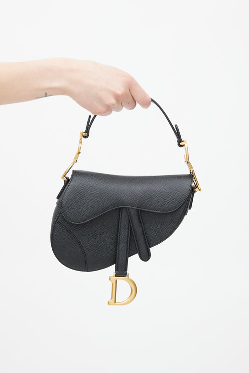 Dior Black Leather Mini Saddle Bag