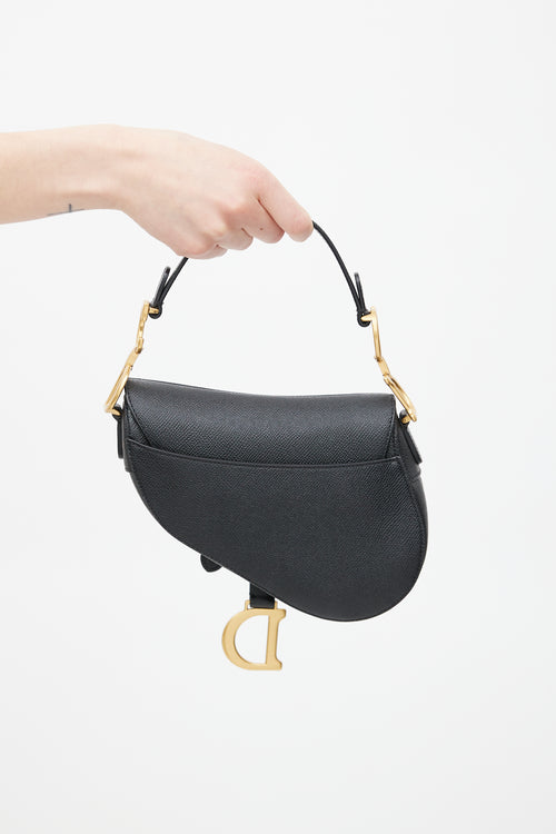 Dior Black Leather Mini Saddle Bag