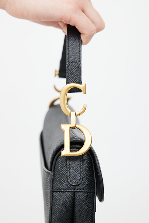 Dior Black Leather Mini Saddle Bag