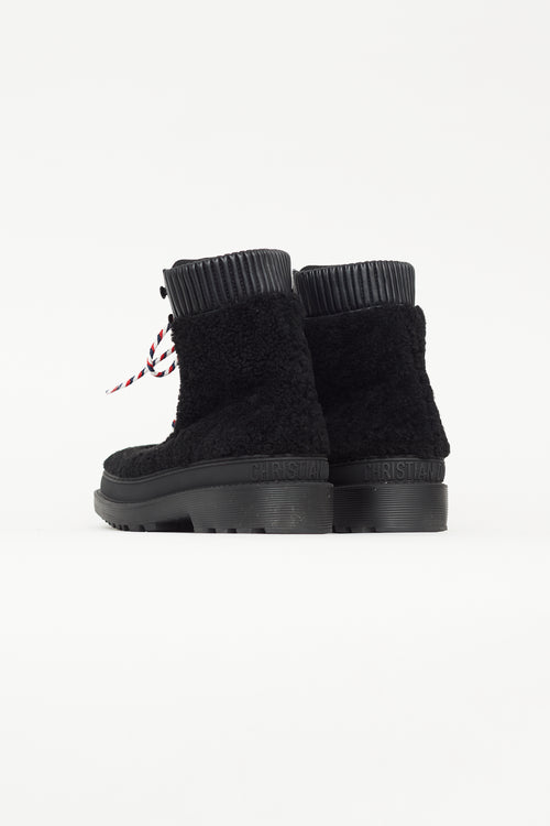 Dior Black Leather 
Shearling Ankle Boot