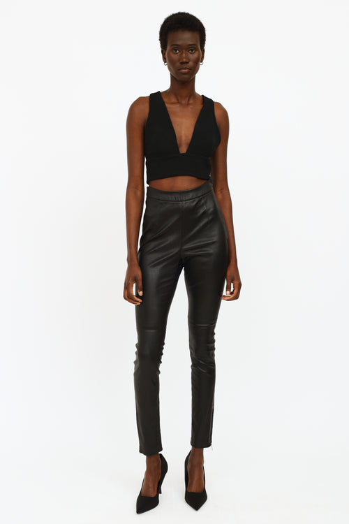 Dior Black Leather Skinny Pants