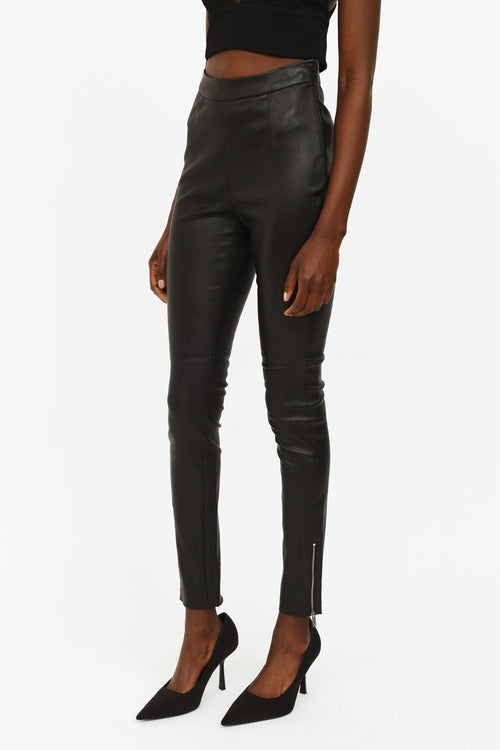 Dior Black Leather Skinny Pants