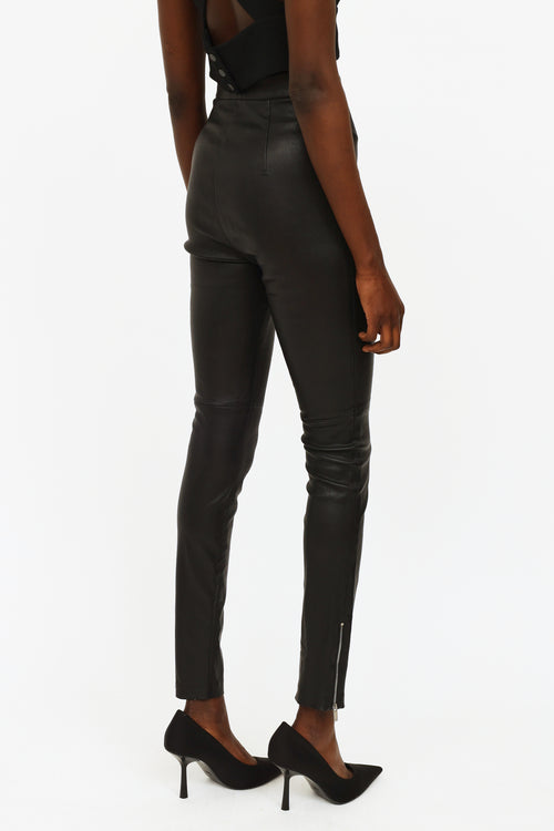 Dior Black Leather Skinny Pants