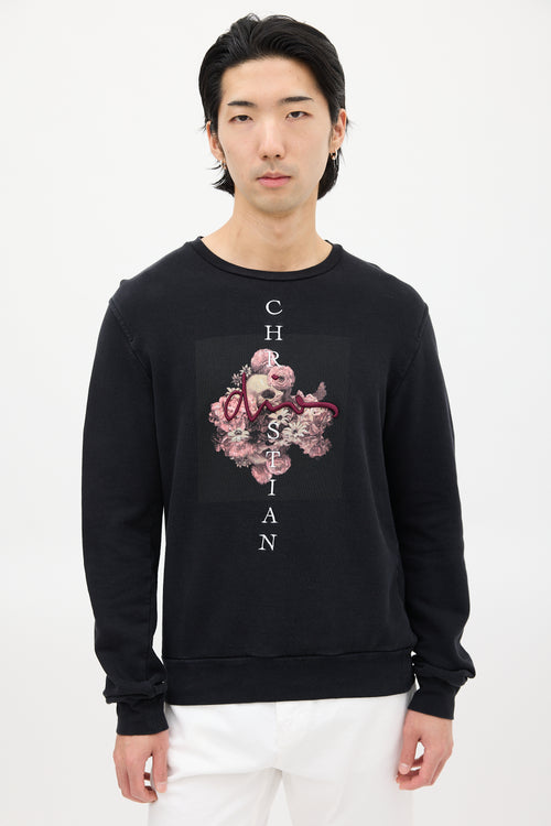 Dior Black 
Multicolour Embroidered Graphic Sweatshirt