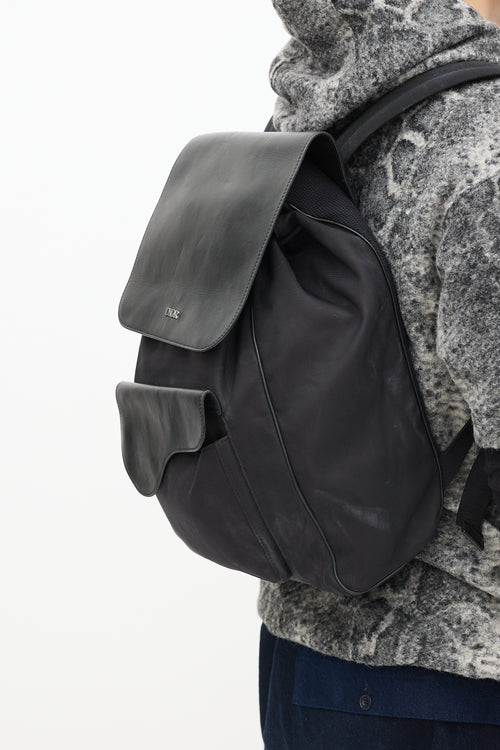 Dior Black Nylon Saddle Backpack