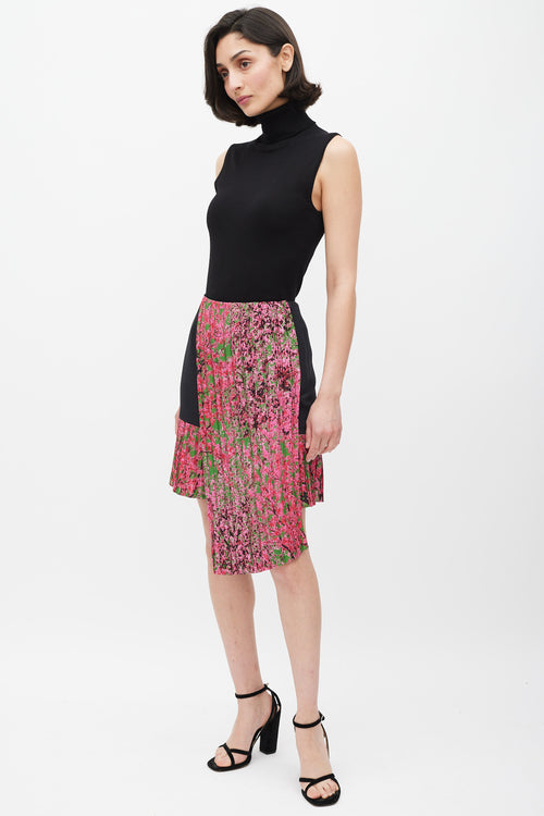 Dior Black 
Pink Silk Pleated Wrap Skirt