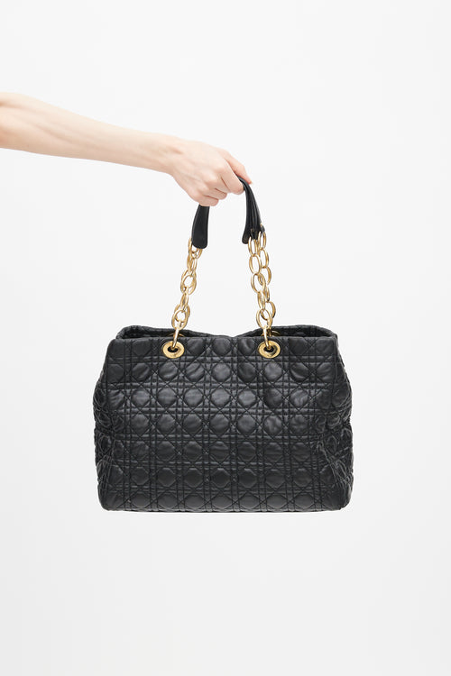 Dior Black Quilted Lady Dior Large Tote