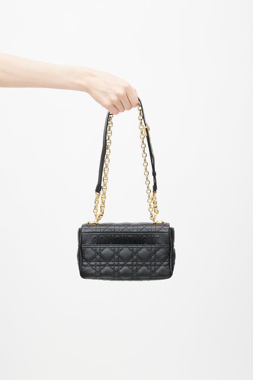 Dior Black Quilted Leather Caro Shoulder Bag