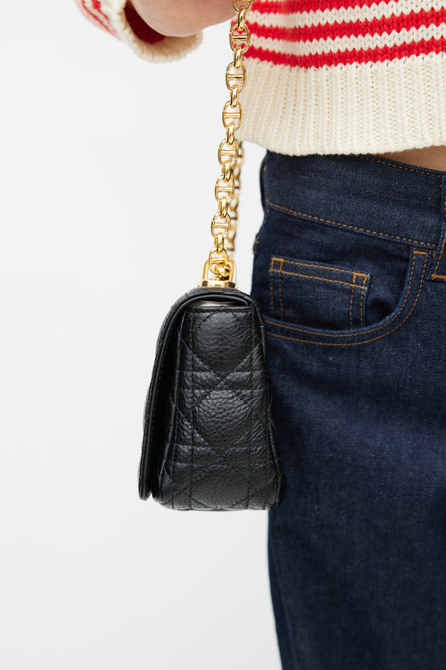 Dior Black Quilted Leather Caro Shoulder Bag