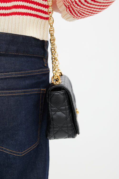 Dior Black Quilted Leather Caro Shoulder Bag