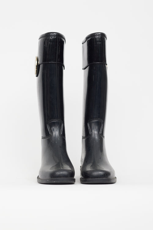 Dior Black Rubber Embellished Boot