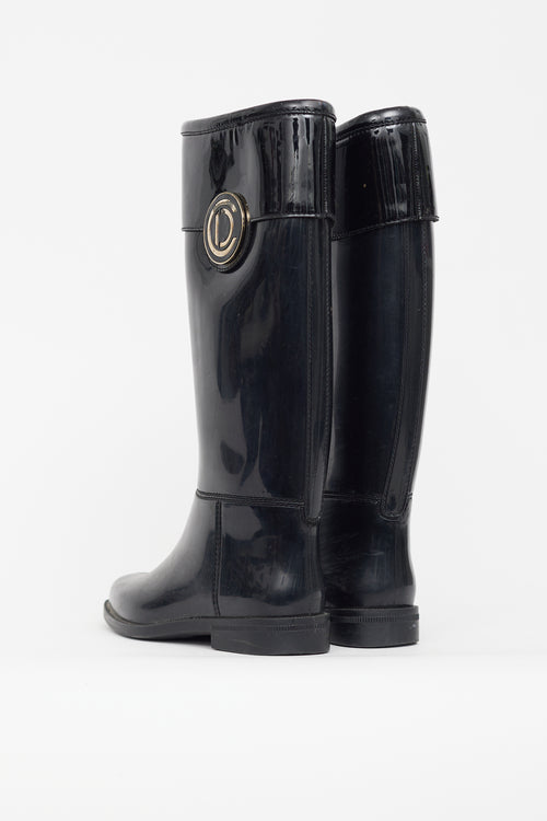 Dior Black Rubber Embellished Boot