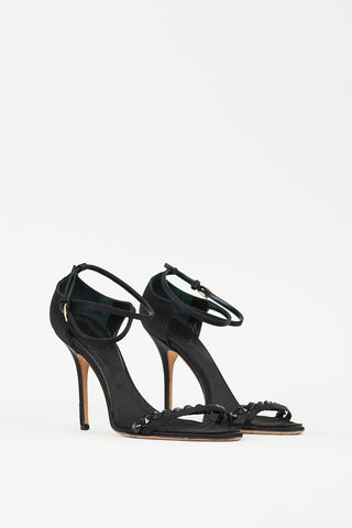 Dior Black Satin Embellished Heel