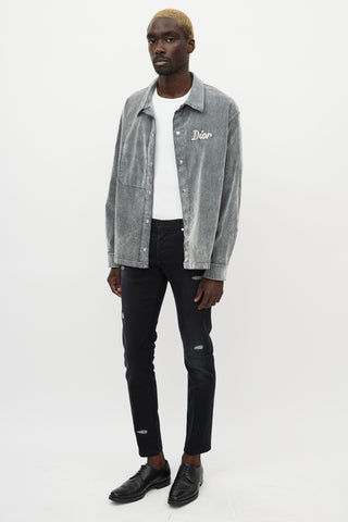 Dior Black 
Silver Distressed Jeans