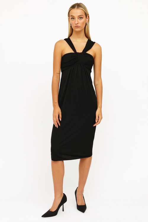 Dior Black Draped Midi Dress