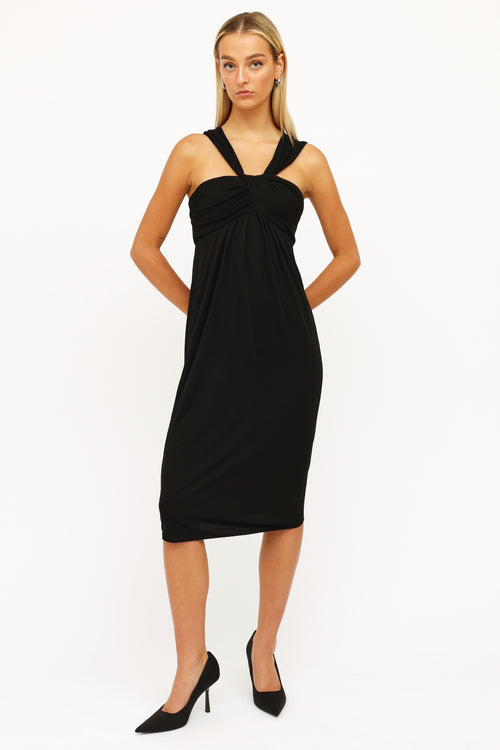 Dior Black Draped Midi Dress