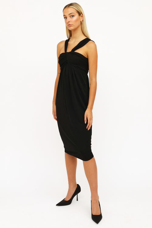 Dior Black Draped Midi Dress