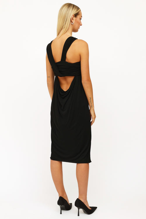 Dior Black Draped Midi Dress