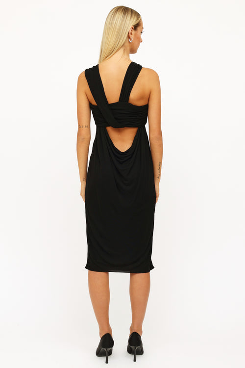 Dior Black Draped Midi Dress