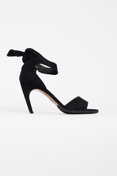 Dior Black Suede Bow Sandal