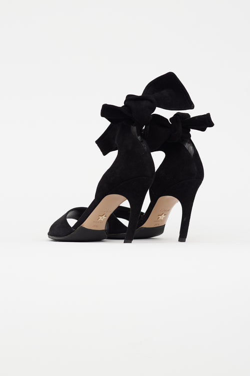 Dior Black Suede Bow Sandal