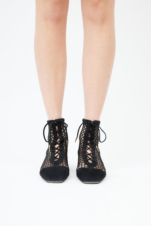  Black Suede 
Fishnet Naughtily-D Boot