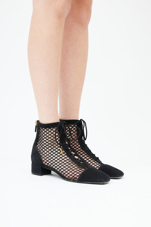 Dior Black Suede 
Fishnet Naughtily-D Boot