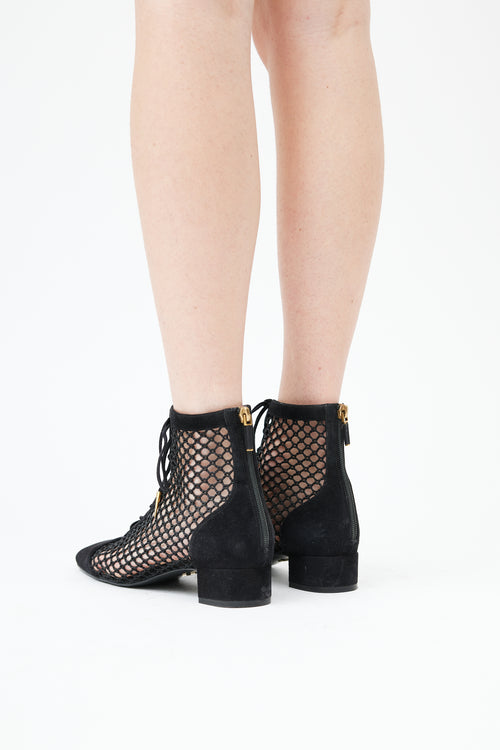  Black Suede 
Fishnet Naughtily-D Boot