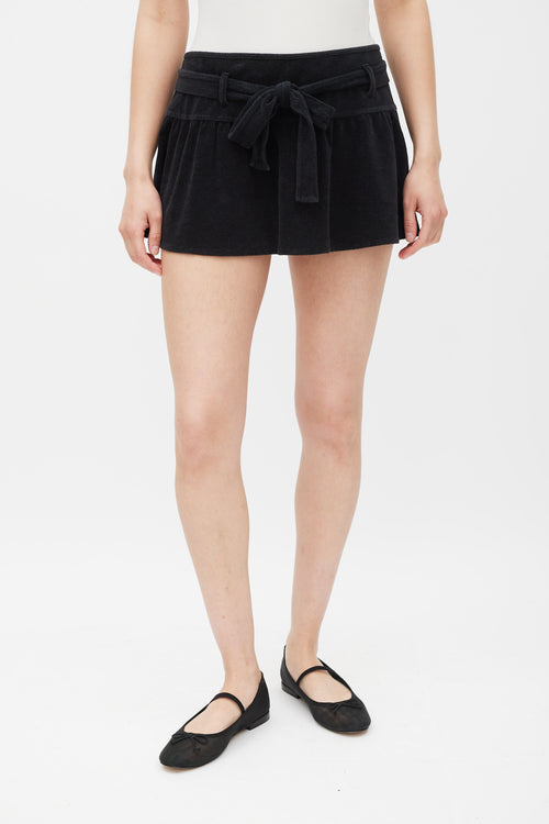 Dior Black Terrycloth Ruffled Mini Skirt