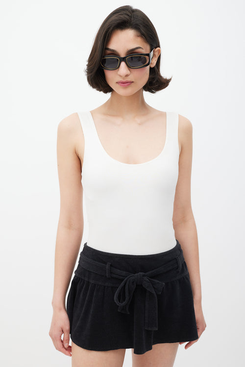 Dior Black Terrycloth Ruffled Mini Skirt