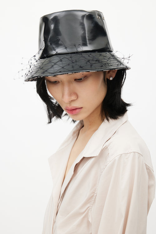 Dior Black Vinyl Teddy-D Veil Bucket Hat