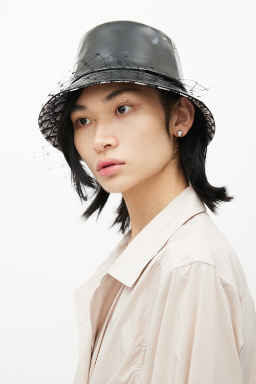 Dior Black Vinyl Teddy-D Veil Bucket Hat