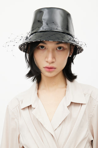 Dior Black Vinyl Teddy-D Veil Bucket Hat