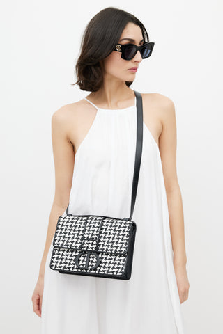 Dior Black 
White Houndstooth 30 Montaigne Bag