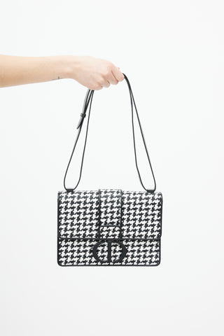 Dior Black 
White Houndstooth 30 Montaigne Bag