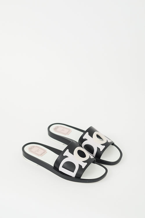 Dior Black 
Multi Leather Marina Slide