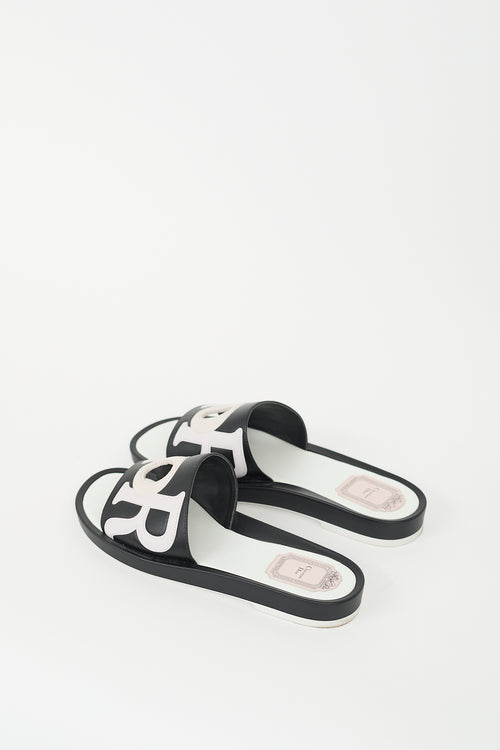 Dior Black 
Multi Leather Marina Slide