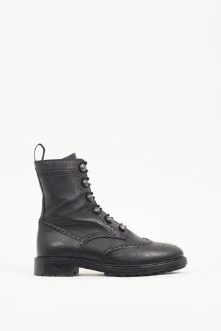 Dior Black Leather Brogue Diorunit Boot