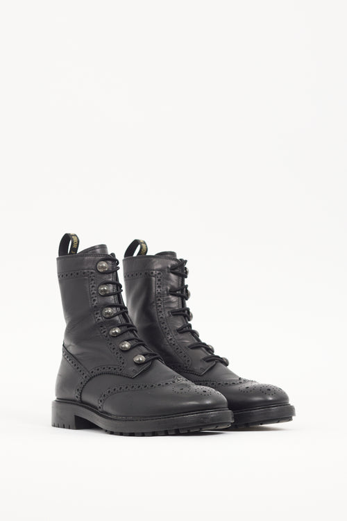 Dior Black Leather Brogue Diorunit Boot