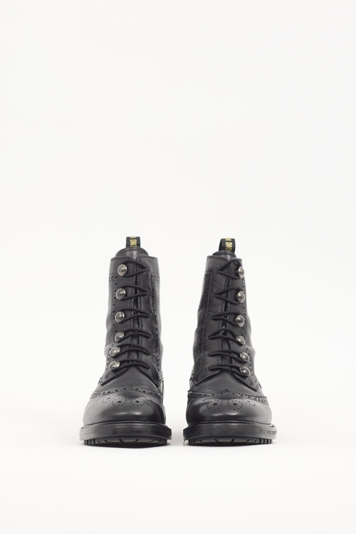 Dior Black Leather Brogue Diorunit Boot